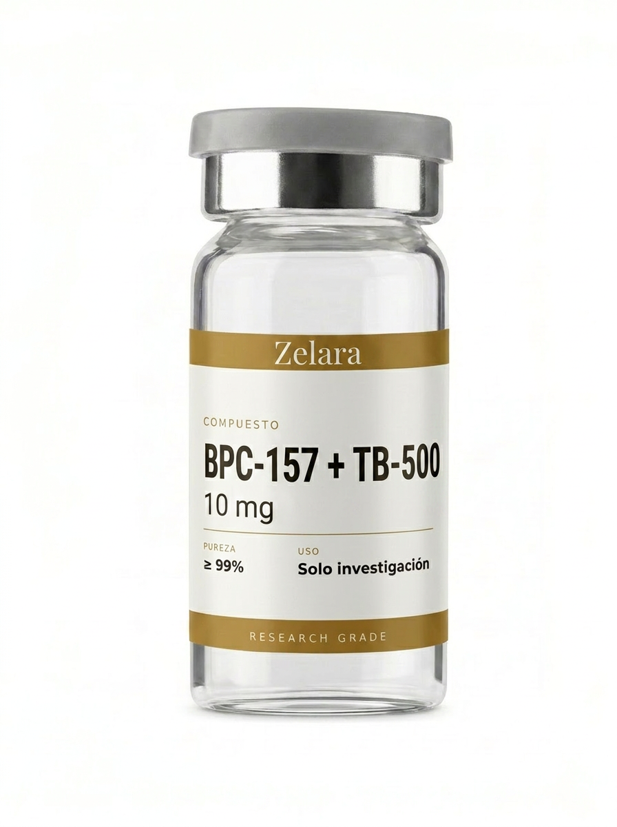 Vial liofilizado 10 mg de BPC-157 + TB-500 10 mg — blend dual para investigación avanzada de señalización reparadora