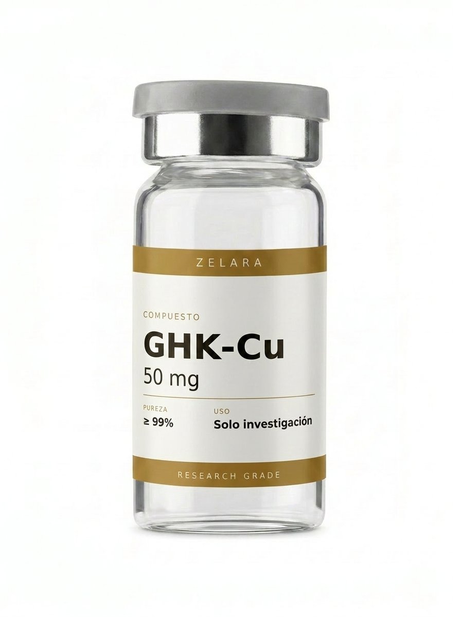 Vial liofilizado 50 mg de GHK-Cu (Copper) 50 mg — complejo peptídico de cobre investigado en señalización dérmica