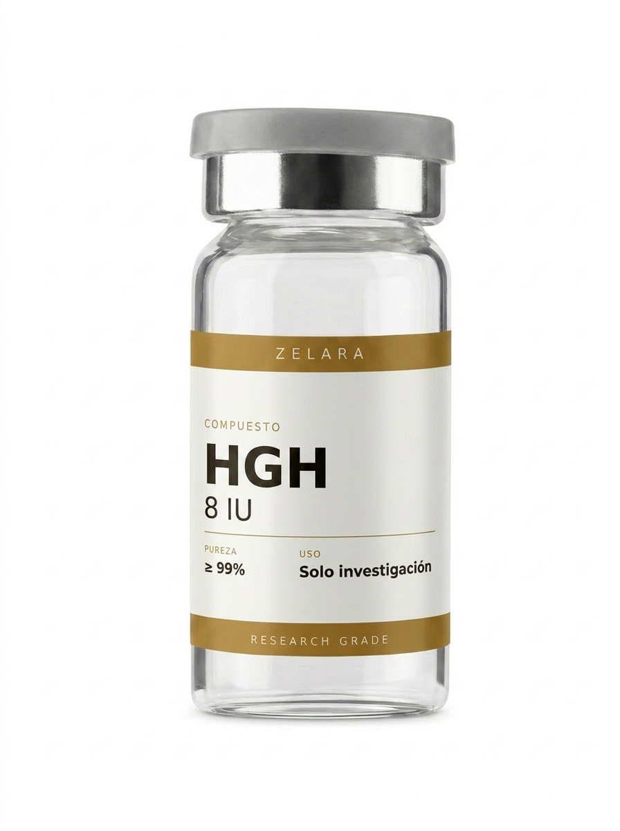 Vial liofilizado 8 IU de HGH 8 IU — proteína recombinante para investigación controlada del eje gh/igf-1 y procesos anabólicos