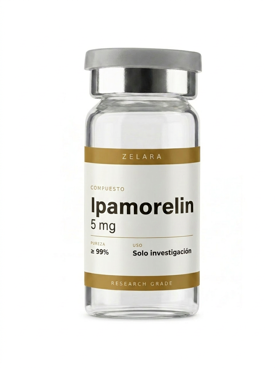 Vial liofilizado de Ipamorelin 5mg - Secretagogo de GH para investigación en composición corporal