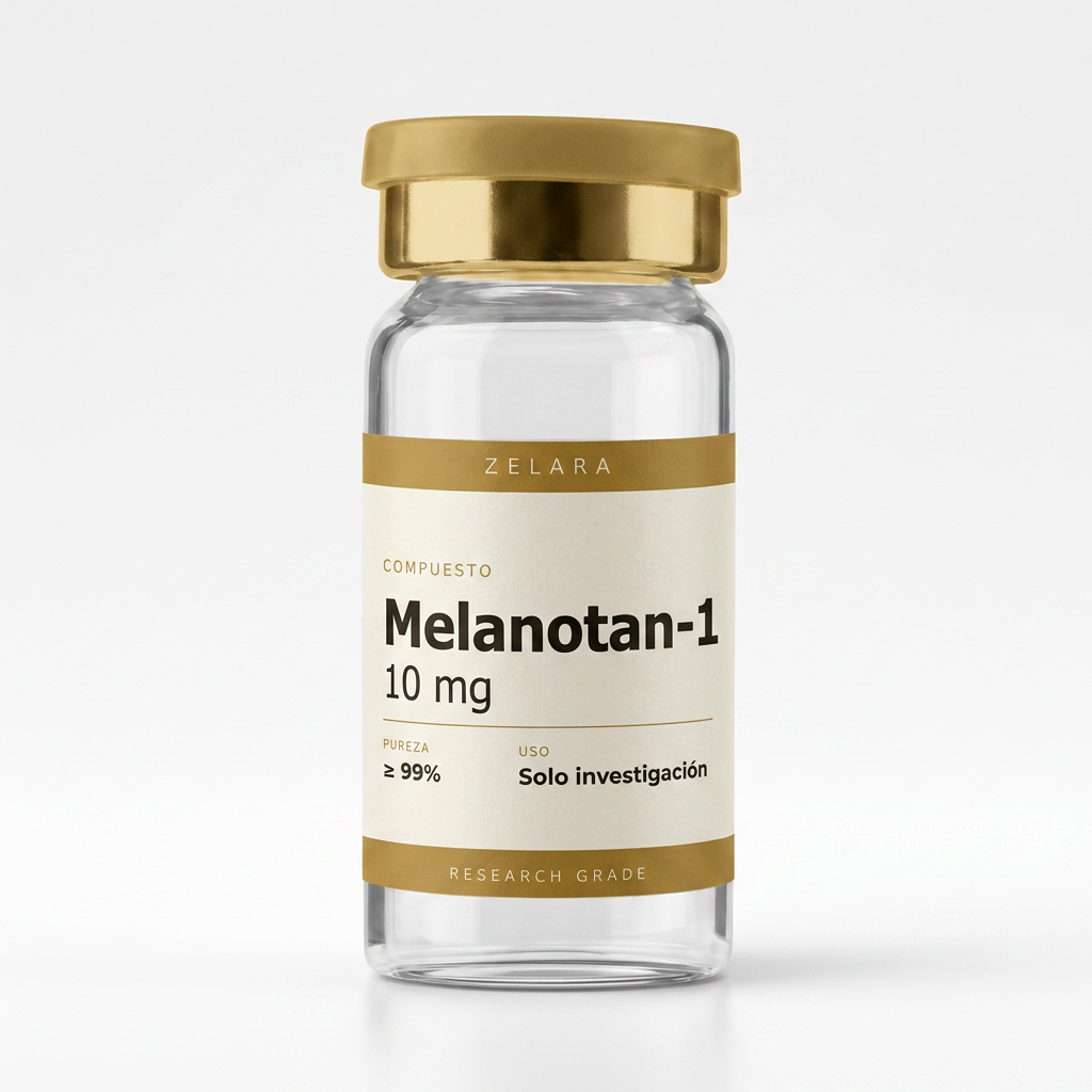 Vial liofilizado 10 mg de Melanotan-1 10 mg — análogo de α-msh investigado en pigmentación y señalización de receptores melanocortínicos