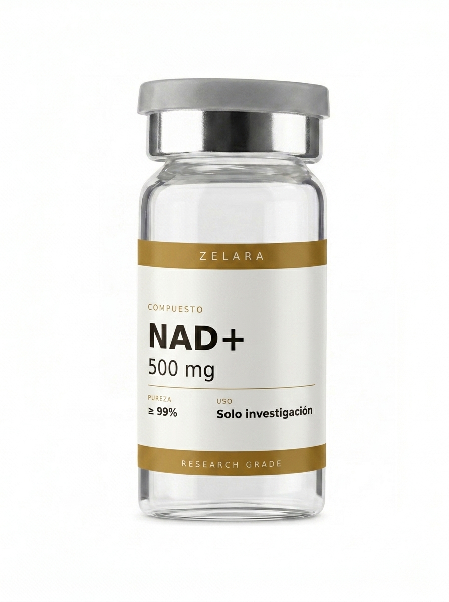 Vial liofilizado 500 mg de NAD+ 500 mg — coenzima esencial para estudios de metabolismo redox