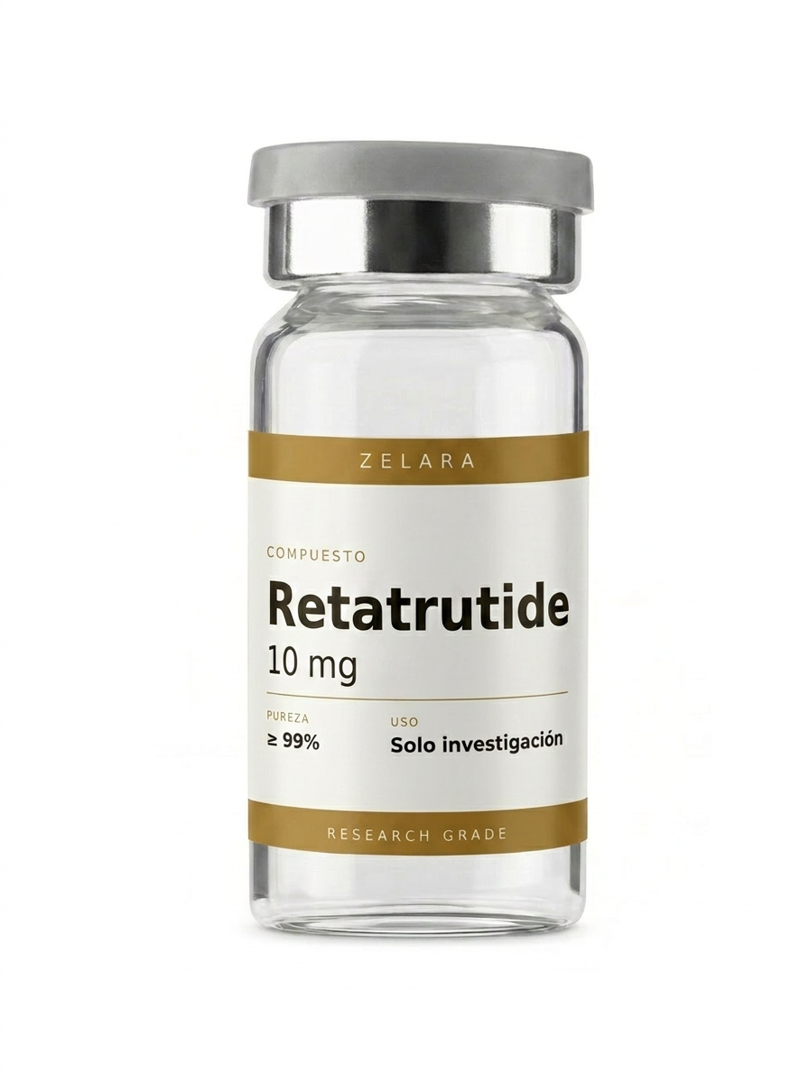 Vial liofilizado de Retatrutida 10mg - Péptido triple agonista GLP-1 para investigación en pérdida de peso