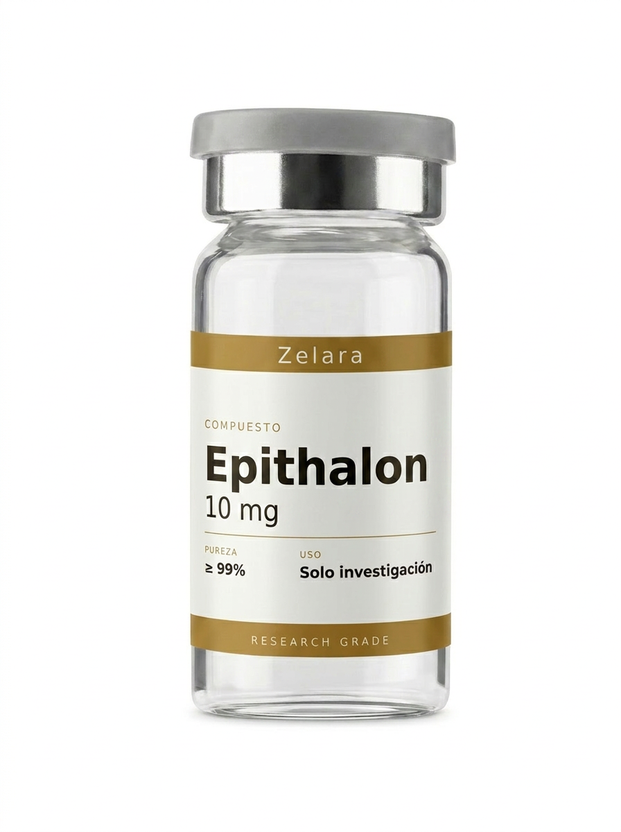 Vial liofilizado 10 mg de Epithalon 10 mg — tetrapéptido utilizado en investigación de envejecimiento celular